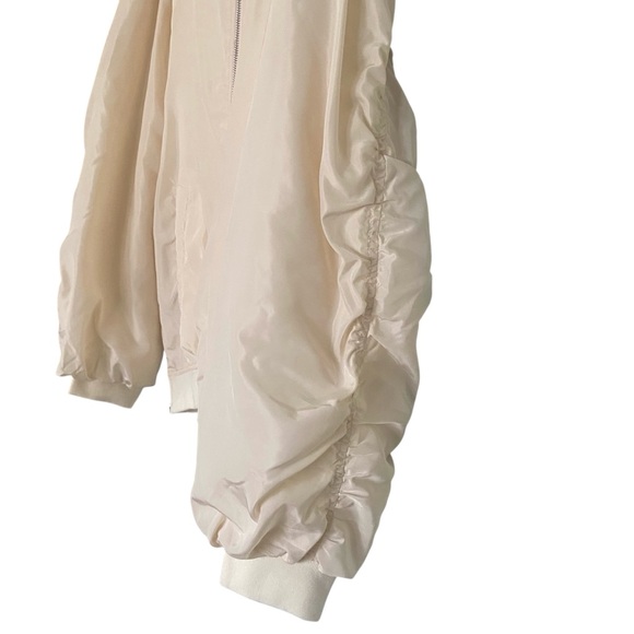 Jacquie The Label Lira Bomber Jacket Cream Zip Pockets Womens Size Large NWT - Picture 3 of 10